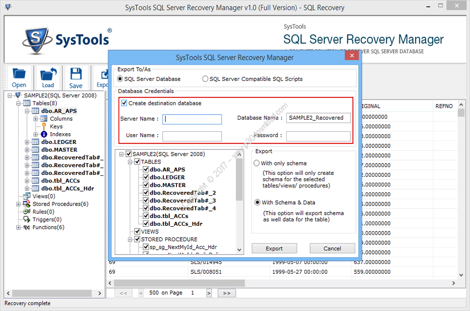 SysTools SQL Recovery 9.0 Recovery Manager 6.3 Free Download