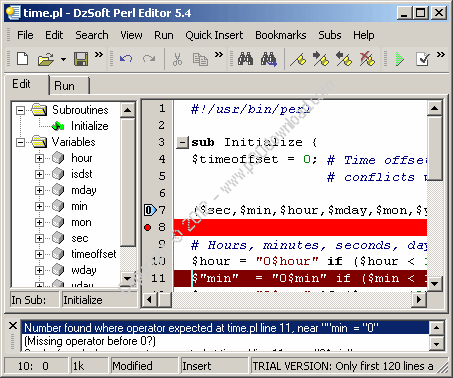 DzSoft Perl Editor v5.8.9.2 Crack