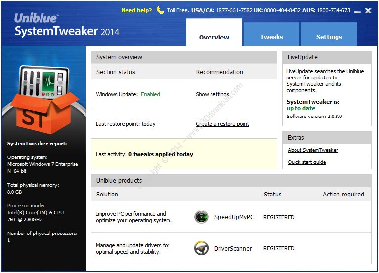 Uniblue SystemTweaker 2016 v2.0.12.0 Crack