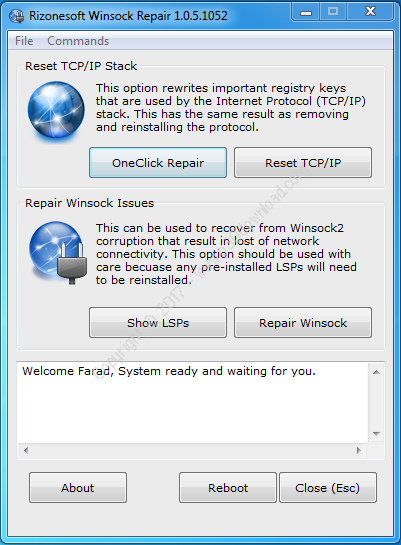 Winsock Repair v1.0.5.1052 x86/x64 Portable Crack