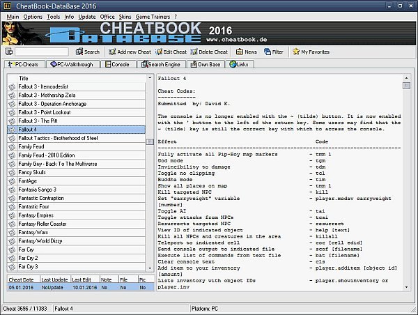 CheatBook DataBase 2016 - Comprehensive Cheat Codes Software Games Crack