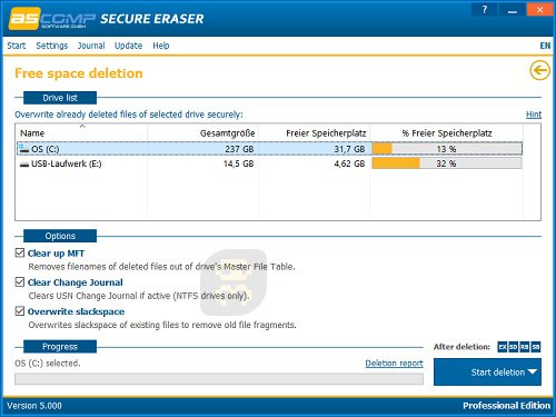 Secure Eraser Professional Edition 5.000 - Unrecoverable Files Cleanup Crack
